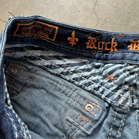 Rock Revival Essie Easy Straight Jeans Women's 27 Dark Wash Distressed Denim - Picture 5 of 15